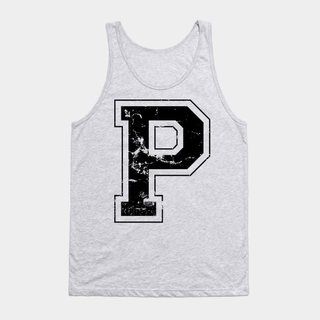 Initial Letter P Black Jersey Sports Athletic Player Tank Top by porcodiseno